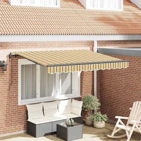 Auvent Rétractable Jaune 350 x 200 cm tissu