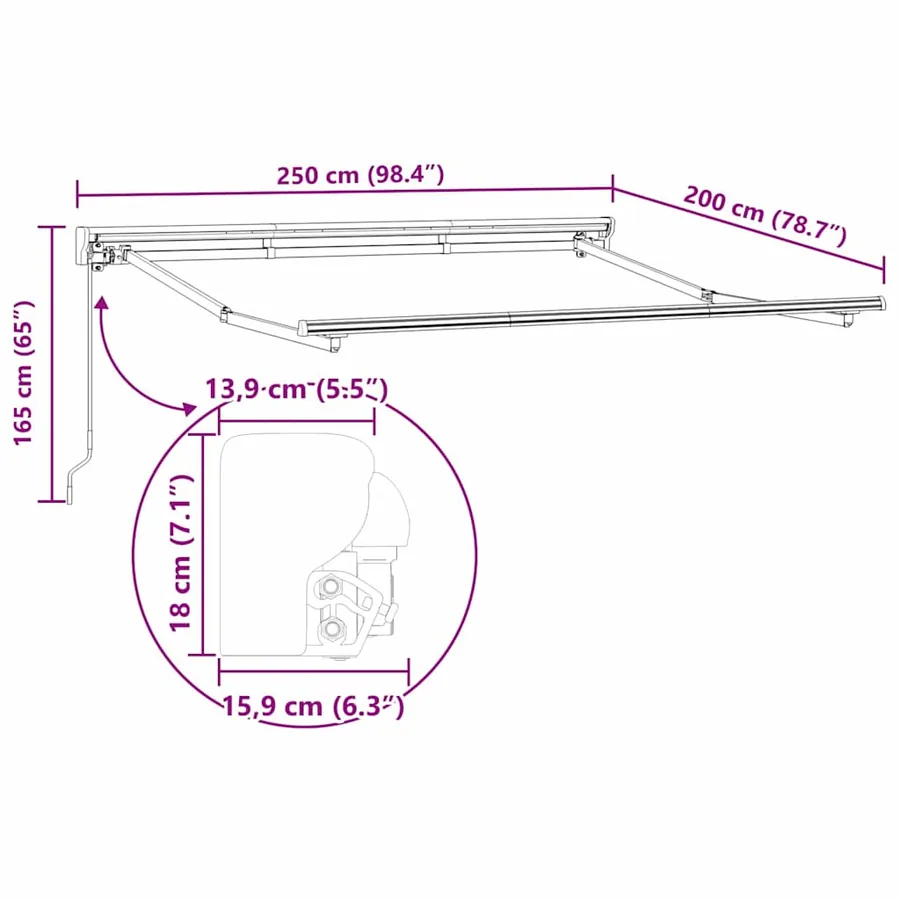 Cadre d'auvent Multicolore 250 x 200 cm - 12