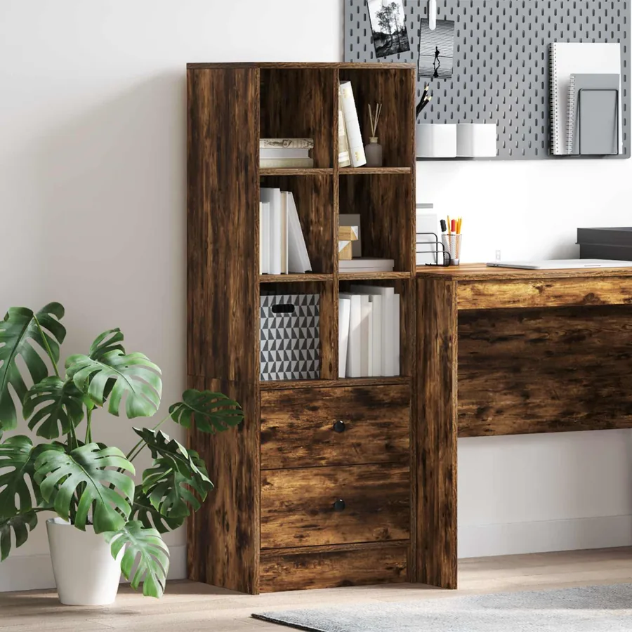 Haut Armoire avec tiroir Chêne fumé 45,5 x 34 x 127 cm