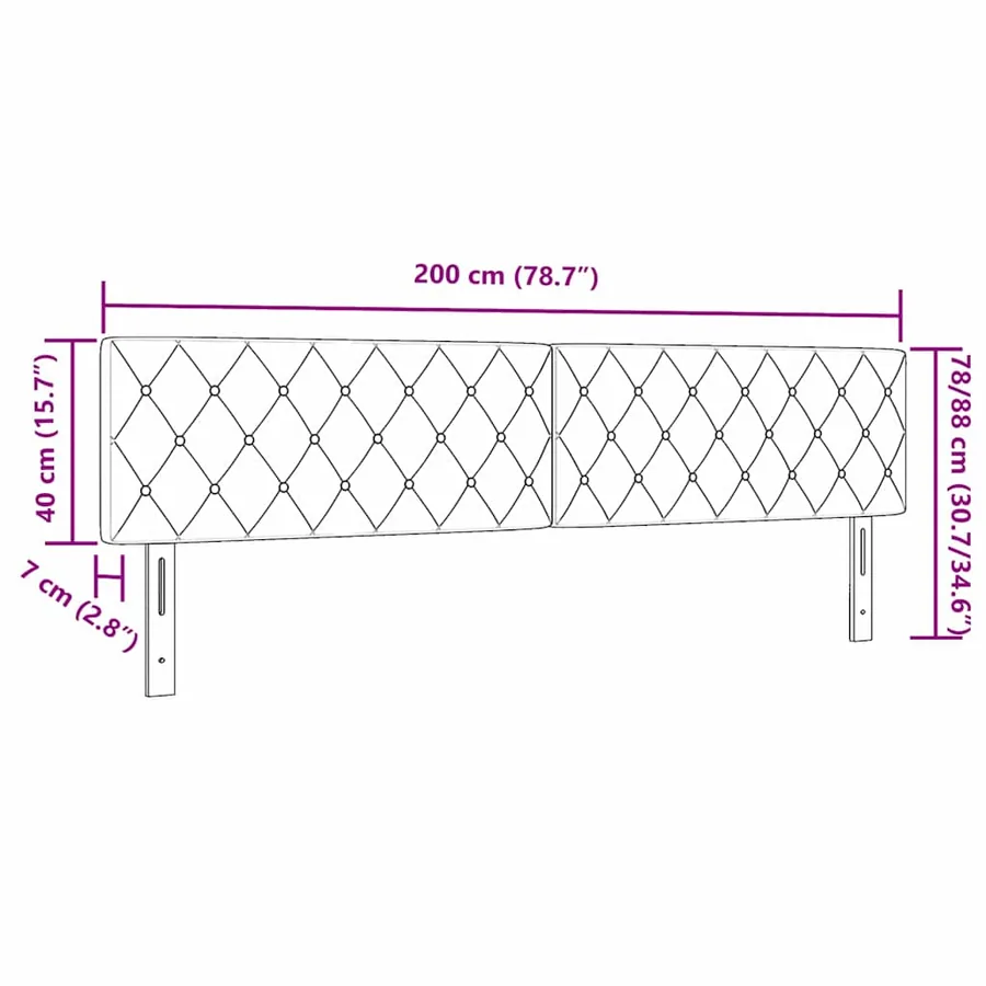 Tête de lit Rose 200 cm Velours - 9