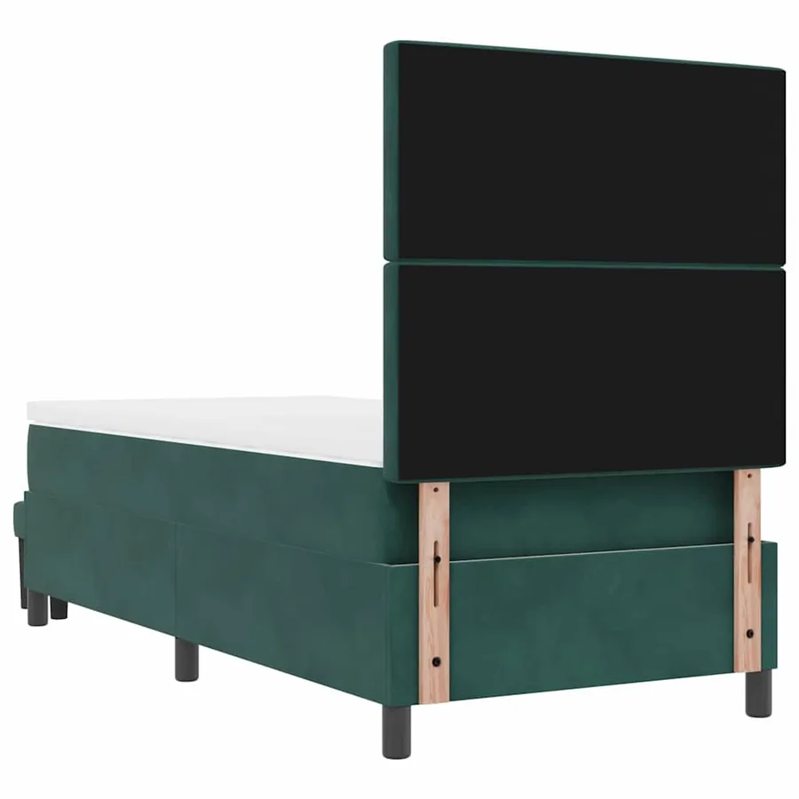 Lit à ressorts avec coussin Vert foncé 200 x 100 cm Velours - 8