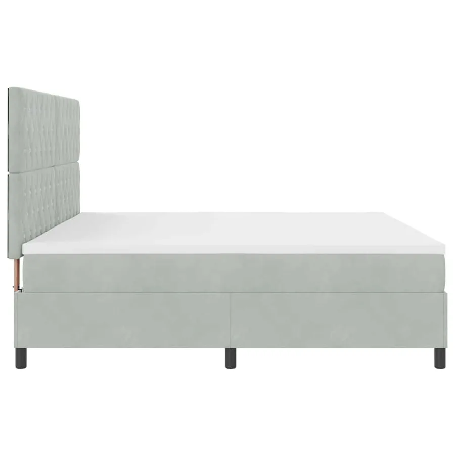 Lit à ressorts avec matelas Gris clair 200 x 200 cm Velours - 7