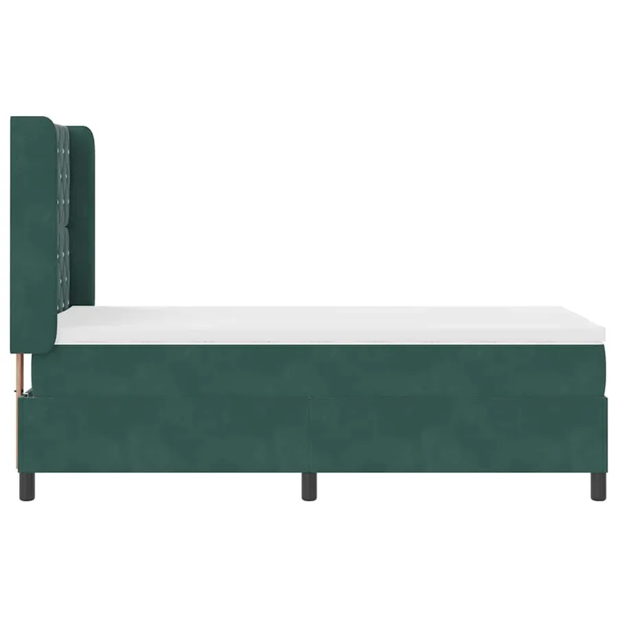 Lit à ressorts avec matelas Vert foncé 100 x 200 cm Velours - 9