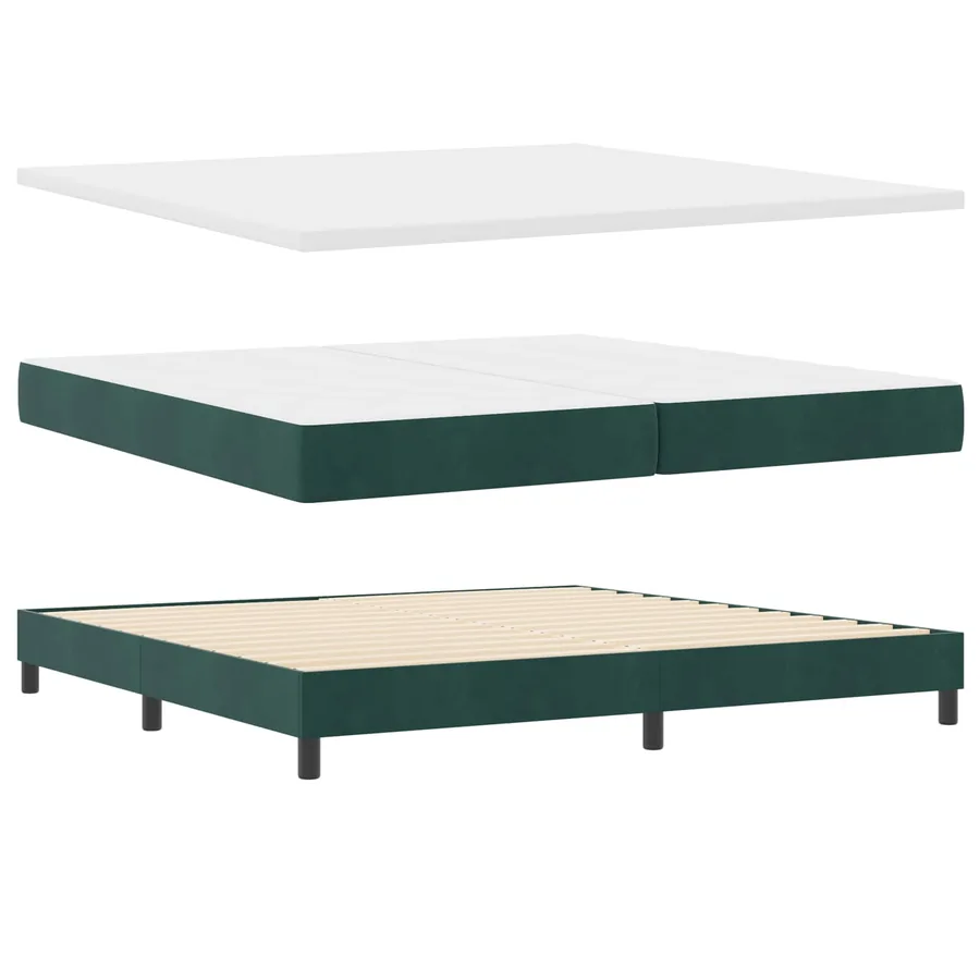 Lit à ressorts avec tête de lit Vert foncé 200 x 200 cm Velours - 4