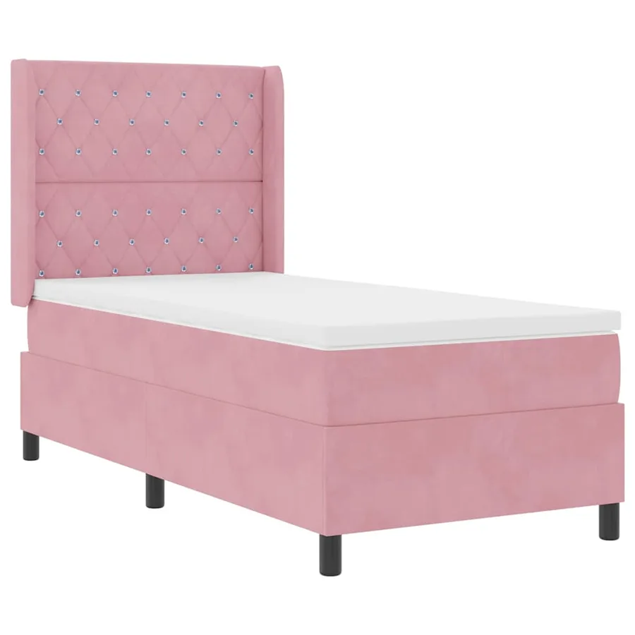 Lit à ressorts avec matelas avec LED Rose 100 x 200 cm Velours - 2