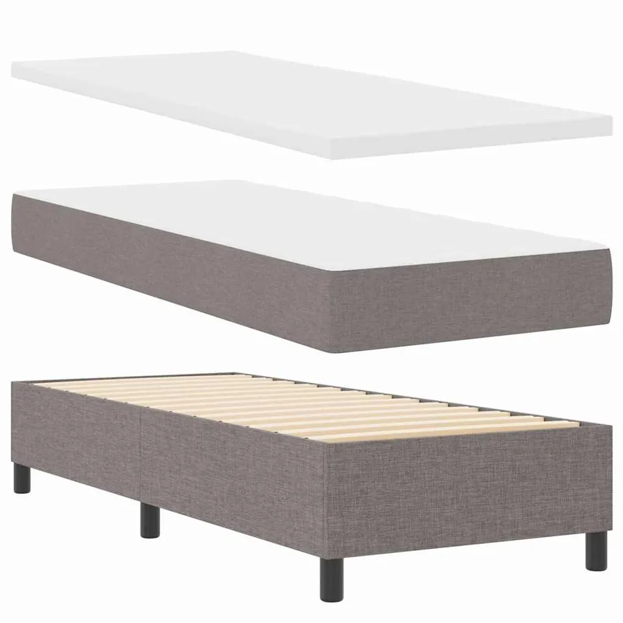 Lit à ressorts avec tête de lit Taupe 80 x 200 cm tissu - 4