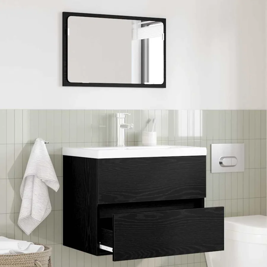 Ensemble de mobilier de salle de bain 2 pcs Chêne noir