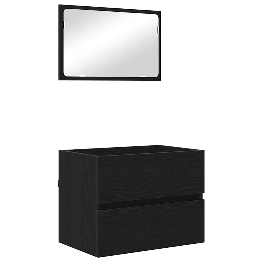 Ensemble de mobilier de salle de bain 2 pcs Chêne noir - 2
