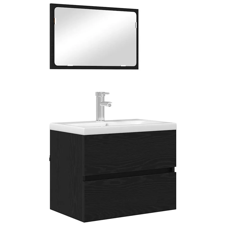 Ensemble de mobilier de salle de bain 2 pcs Chêne noir - 3