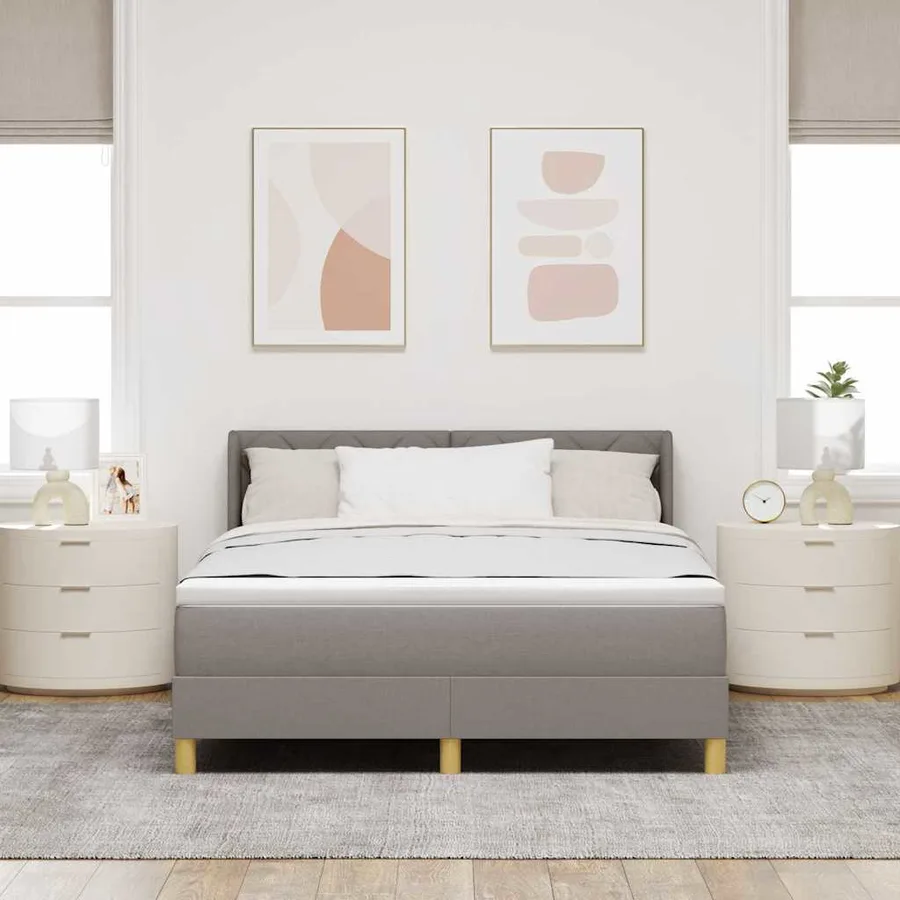 Lit à ressorts avec tête de lit Taupe 200 x 160 cm tissu - 3