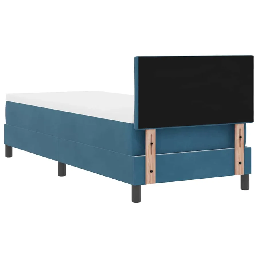 Lit à ressorts avec tête de lit Bleu foncé 80 x 200 cm Velours - 9