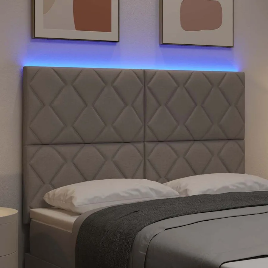 Tête de lit LED Taupe 160 cm tissu - 4