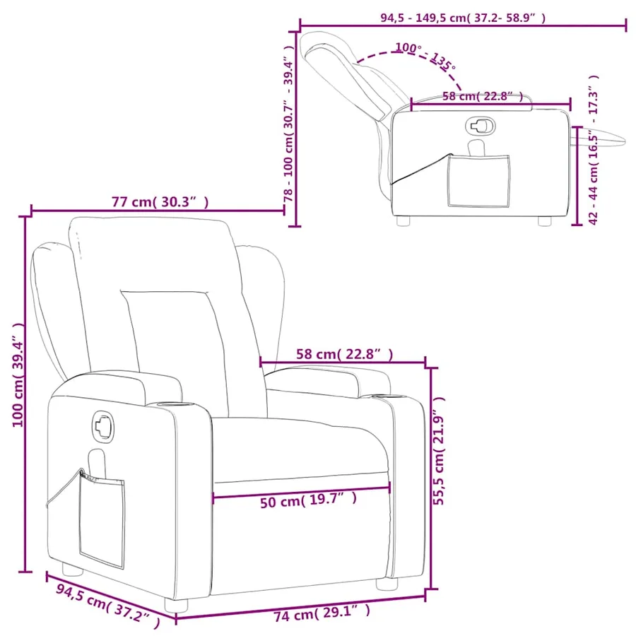 Fauteuil de massage inclinable noir similicuir - 12
