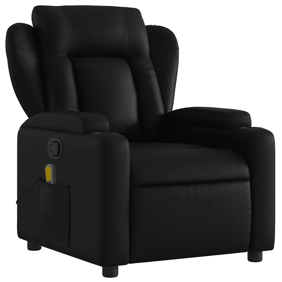 Fauteuil de massage inclinable noir similicuir - 3