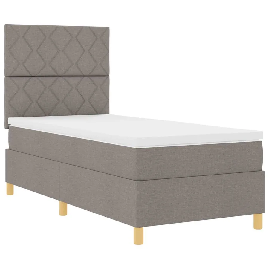 Lit à ressort LED avec tête de lit Taupe 100 x 200 cm tissu - 6