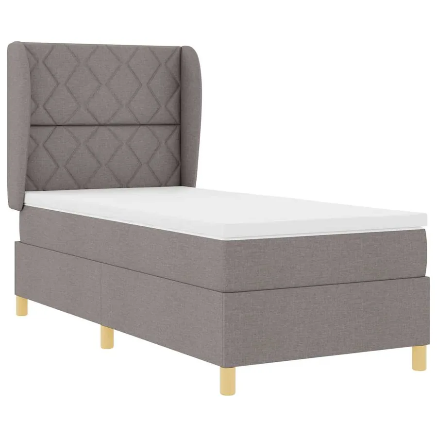 Lit à ressorts avec tête de lit Taupe 200 x 100 cm tissu - 4