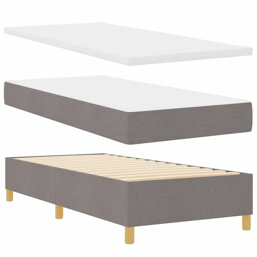 Lit à ressorts avec tête de lit Taupe 200 x 100 cm tissu - 5