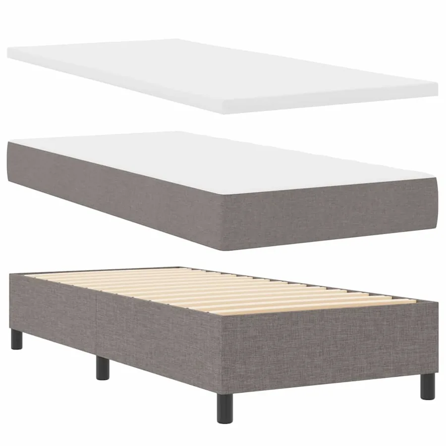 Lit à ressorts avec tête de lit Taupe 100 x 200 cm tissu - 4