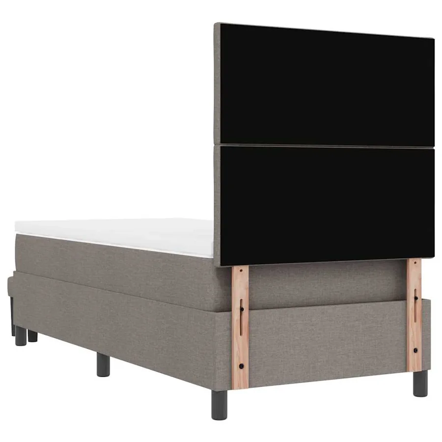 Lit à ressorts avec tête de lit Taupe 100 x 200 cm tissu - 8