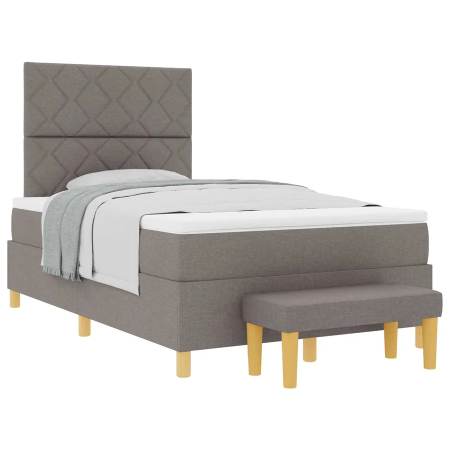 Lit à ressorts avec tête de lit Taupe 200 x 120 cm tissu - 2