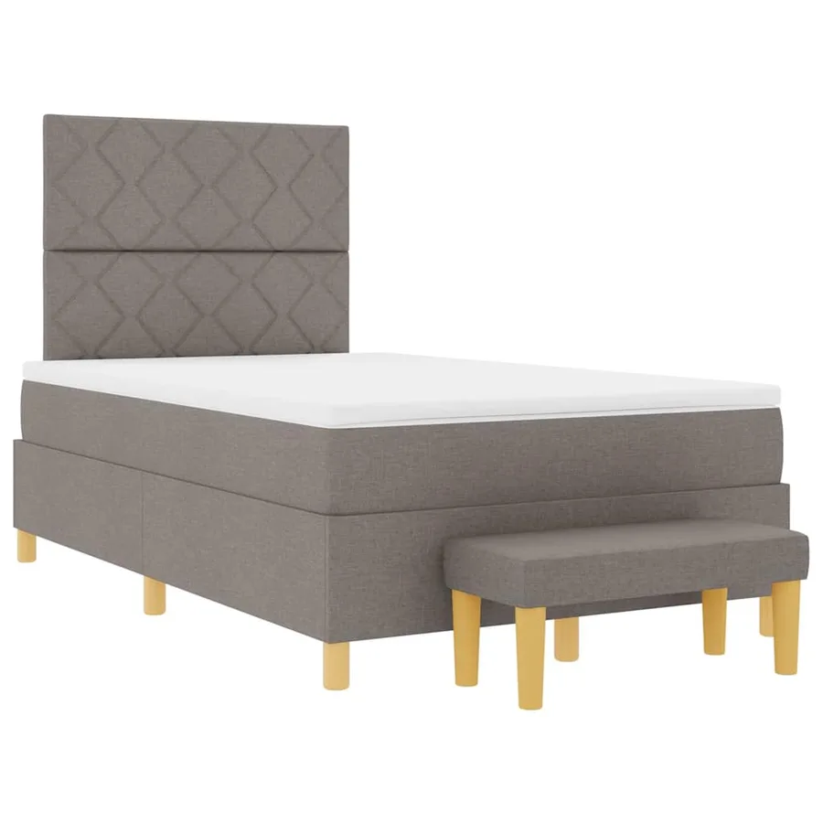 Lit à ressorts avec tête de lit Taupe 200 x 120 cm tissu - 5