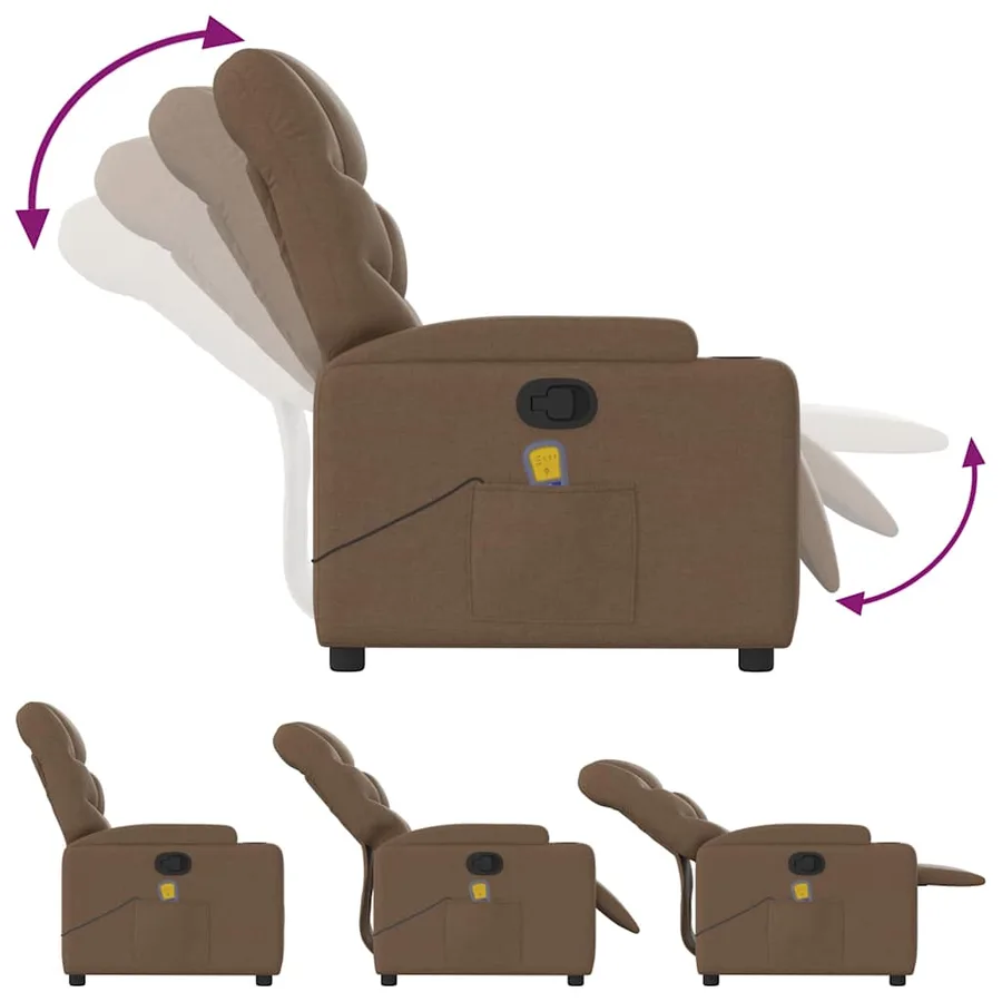 Fauteuil de massage inclinable Marron Tissu - 7
