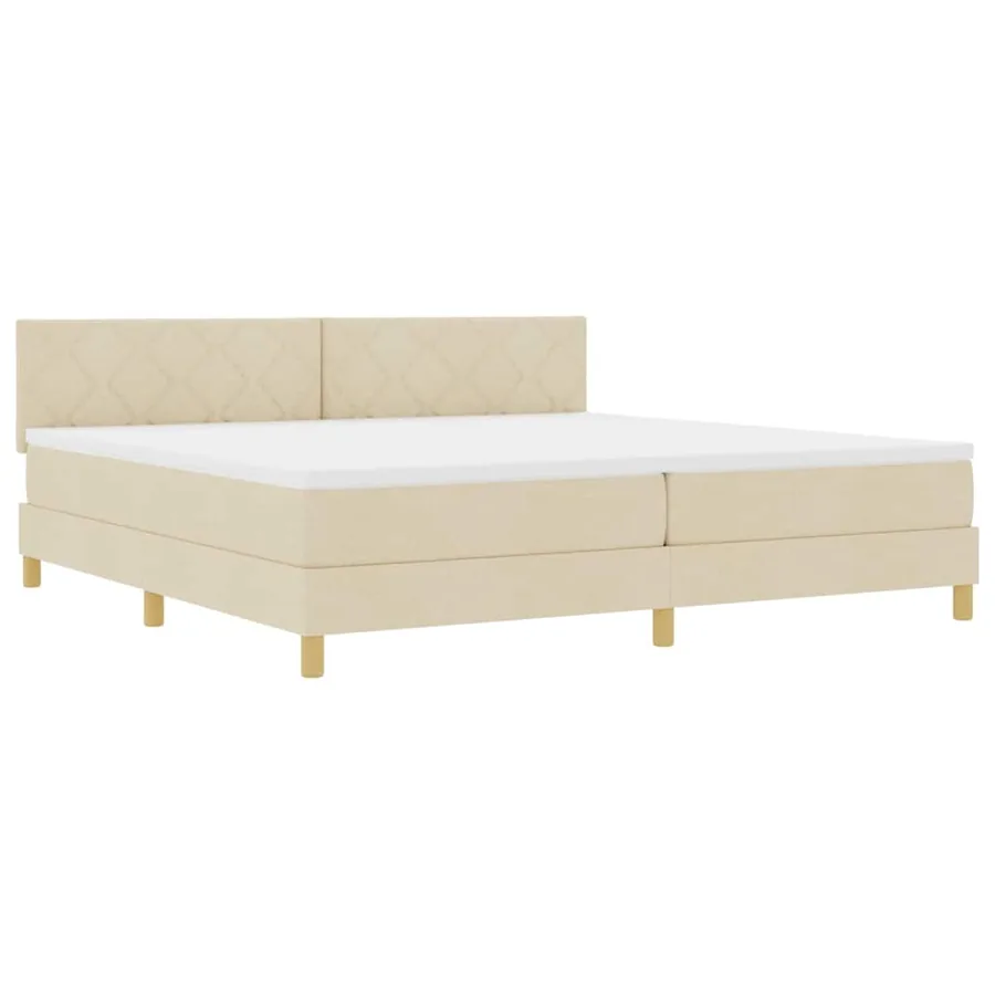 Lit à ressort LED avec bandes LED Crème 200 x 200 cm tissu - 2
