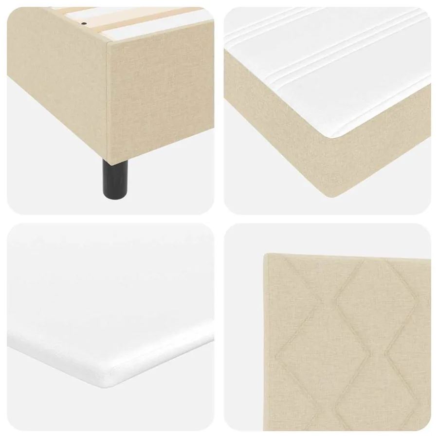 Lit à ressorts avec bandes LED Crème 120 x 190 cm tissu - 11