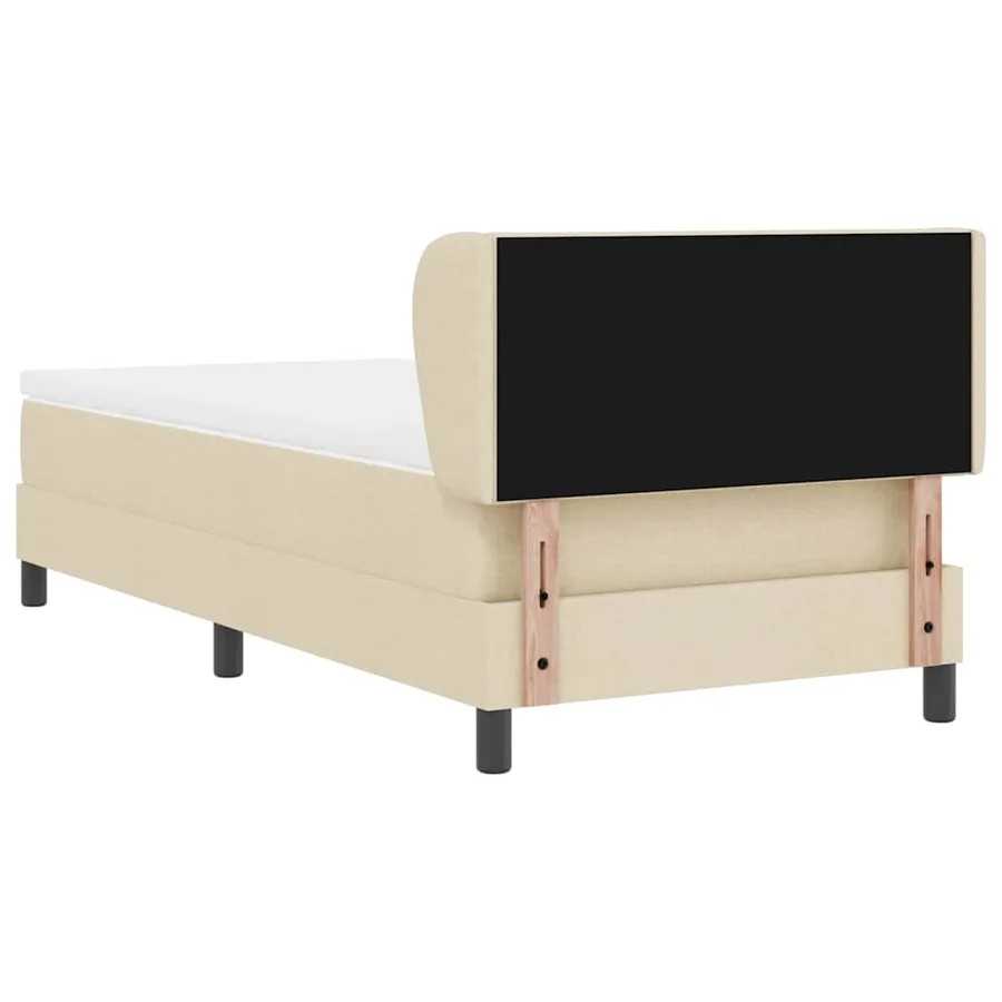 Lit à ressorts avec tête de lit Crème 100 x 200 cm tissu - 9