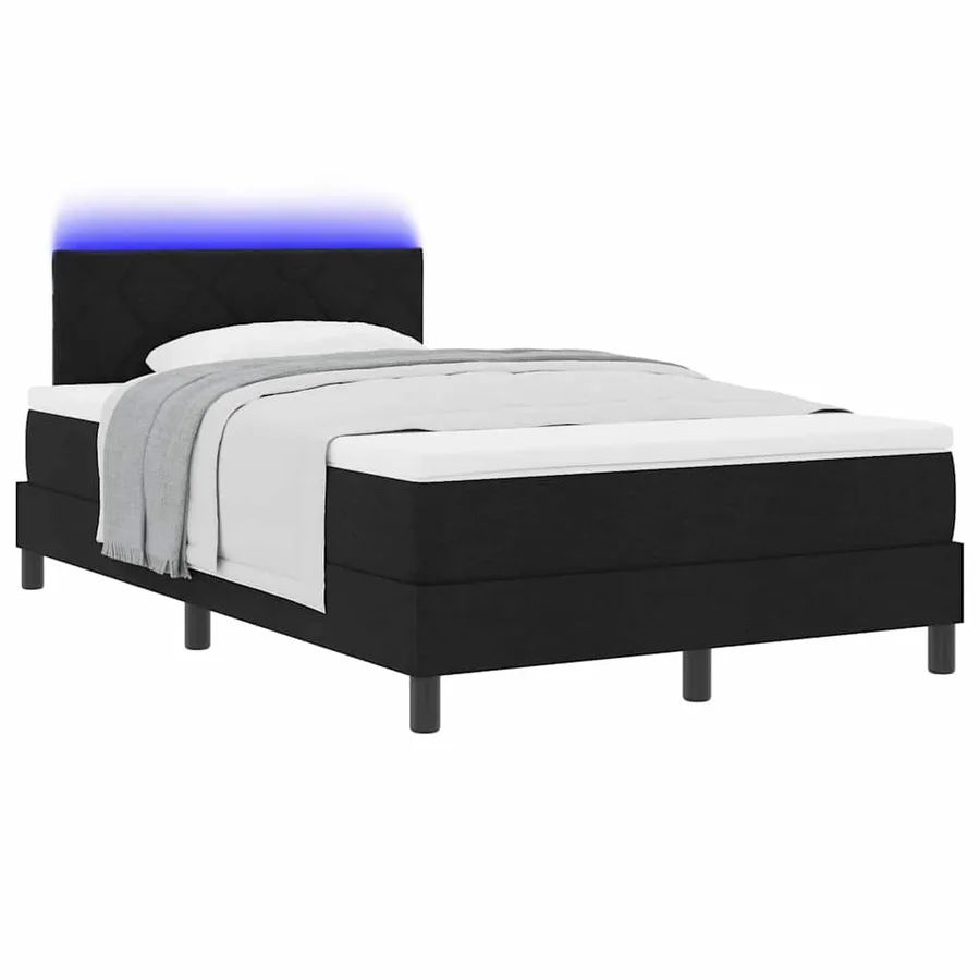 Lit à ressorts avec bandes LED Noir 120 x 200 cm tissu - 3