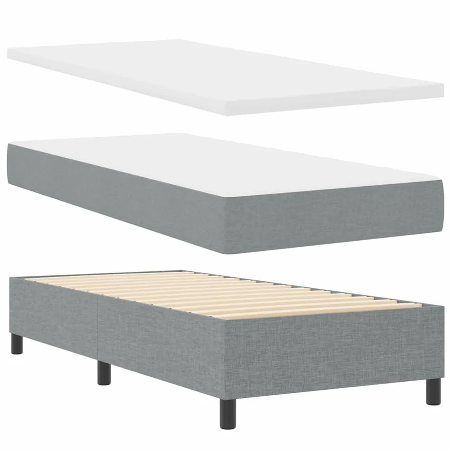 Lit à ressorts avec tête de lit Gris clair 100 x 200 cm tissu - 5