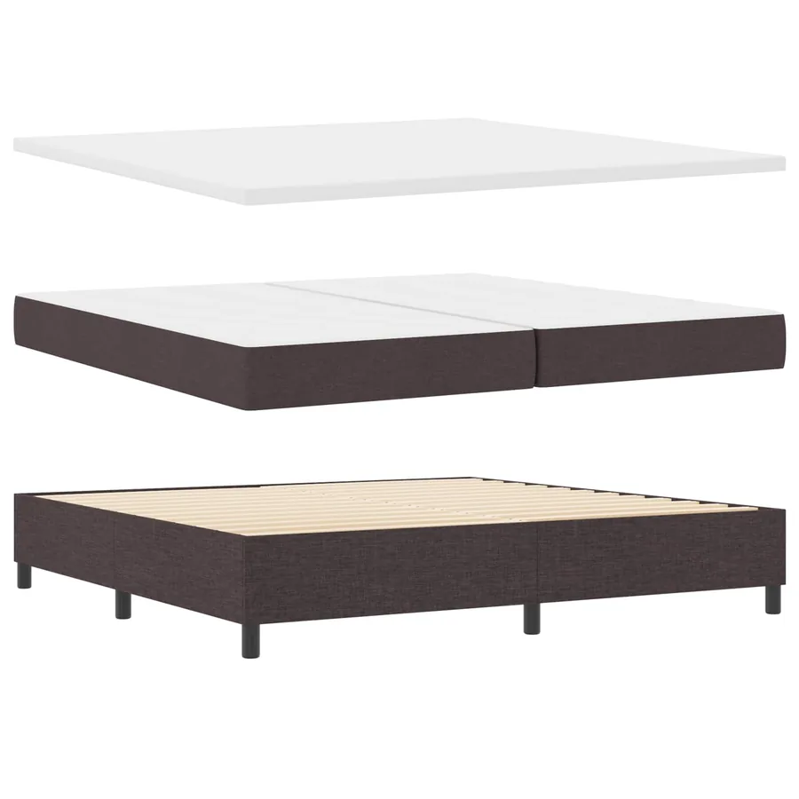 Lit à ressorts avec tête de lit Marron foncé 200 x 200 cm tissu - 5