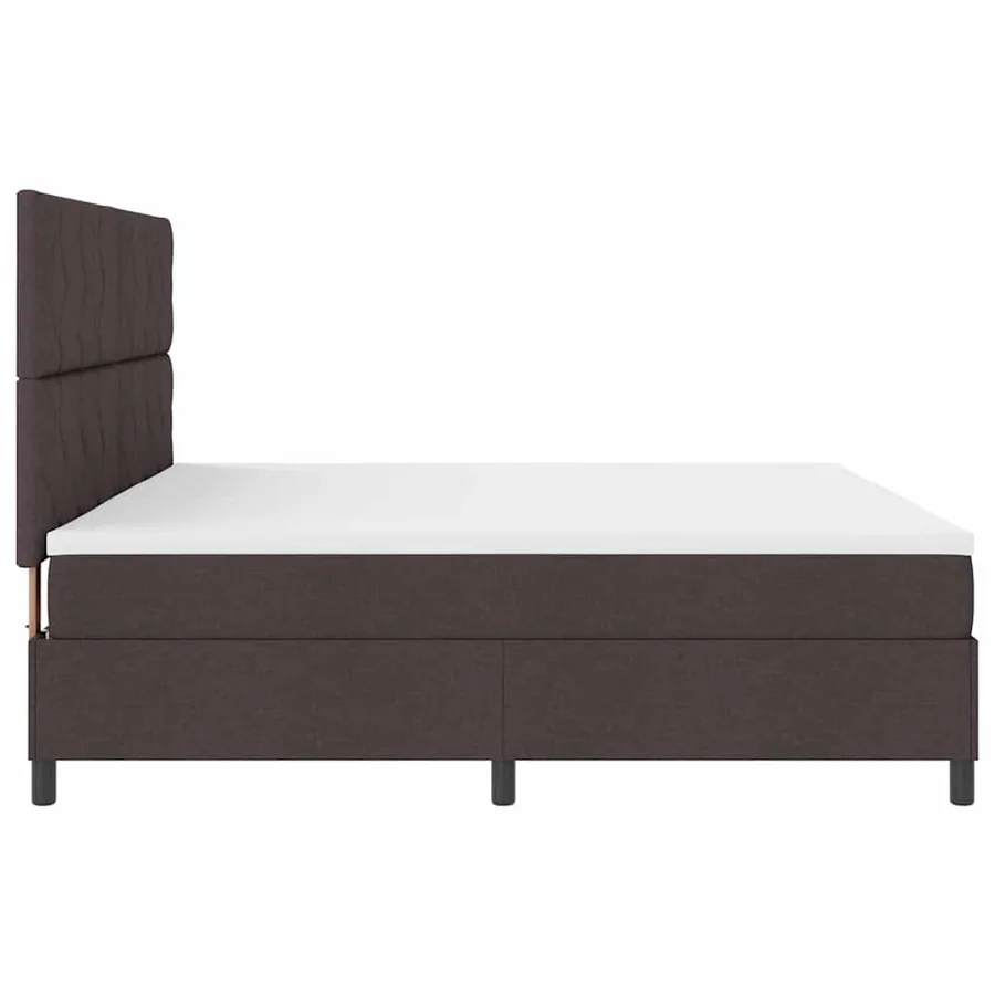 Lit à ressorts avec tête de lit Marron foncé 200 x 200 cm tissu - 7