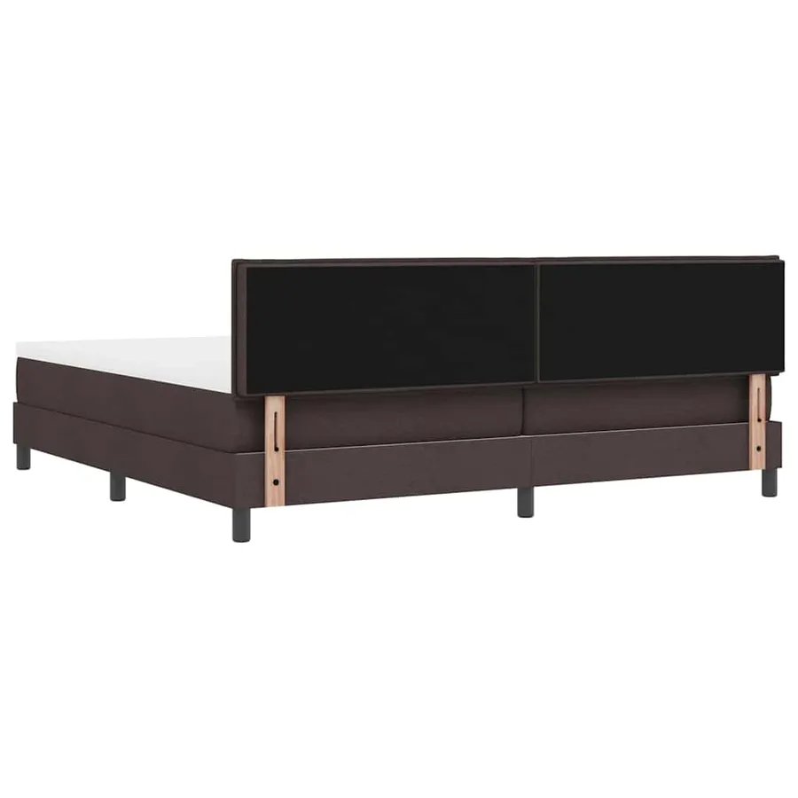 Lit à ressorts avec tête de lit Marron foncé 200 x 200 cm tissu - 9