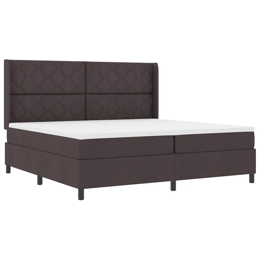 Lit à ressorts avec coussin Marron foncé 200 x 200 cm tissu - 4
