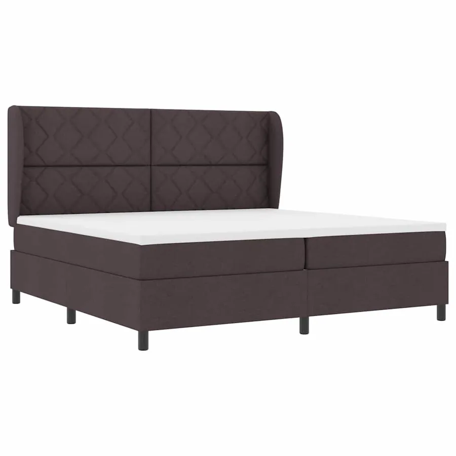 Lit à ressorts avec tête de lit Marron foncé 200 x 200 cm tissu - 4