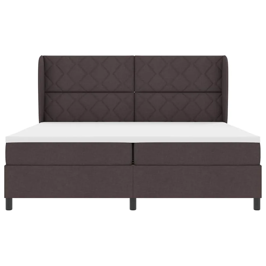 Lit à ressorts avec tête de lit Marron foncé 200 x 200 cm tissu - 7