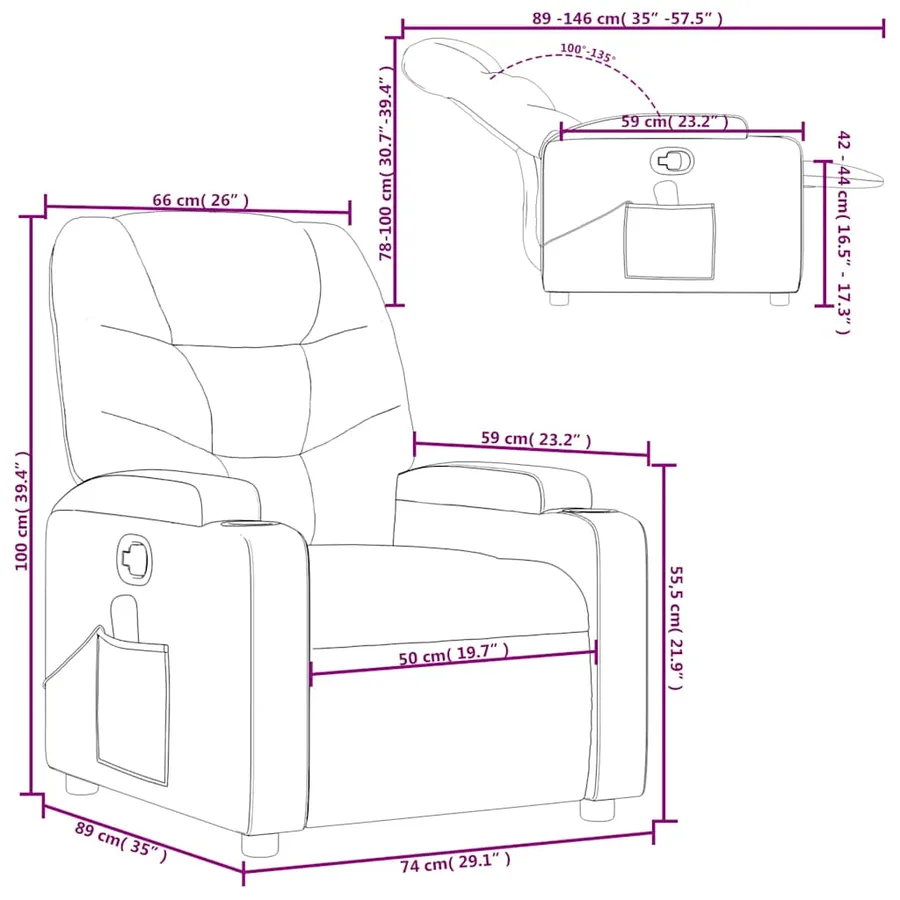 Fauteuil de massage inclinable Marron Similicuir - 13
