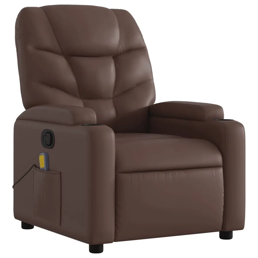 Fauteuil de massage inclinable Marron Similicuir - 3