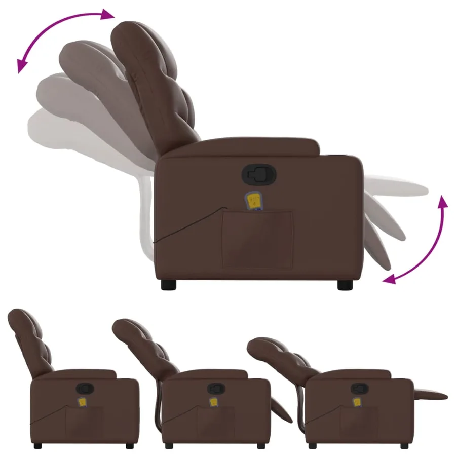 Fauteuil de massage inclinable Marron Similicuir - 7