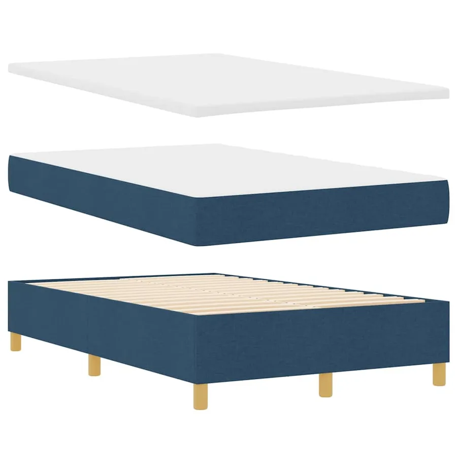 Lit à ressorts avec coussin Bleu 200 x 120 cm tissu - 5