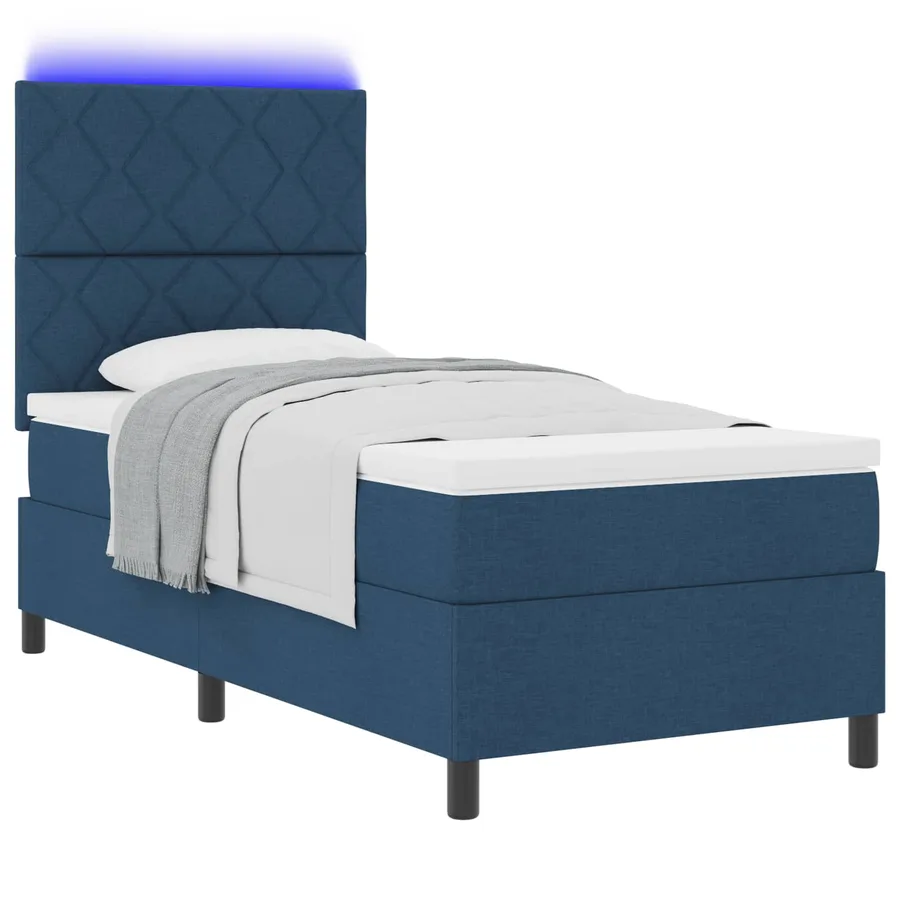 Lit à ressorts avec bandes LED Bleu 100 x 200 cm tissu - 2