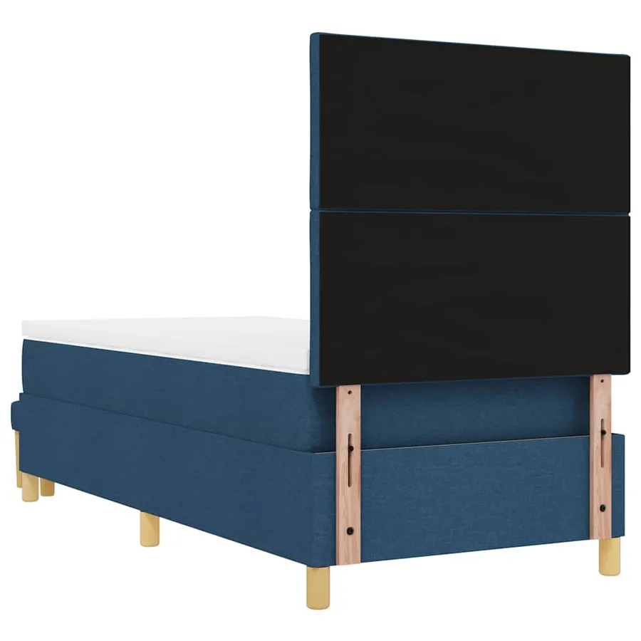 Lit à ressorts avec tête de lit Bleu 200 x 100 cm tissu - 8