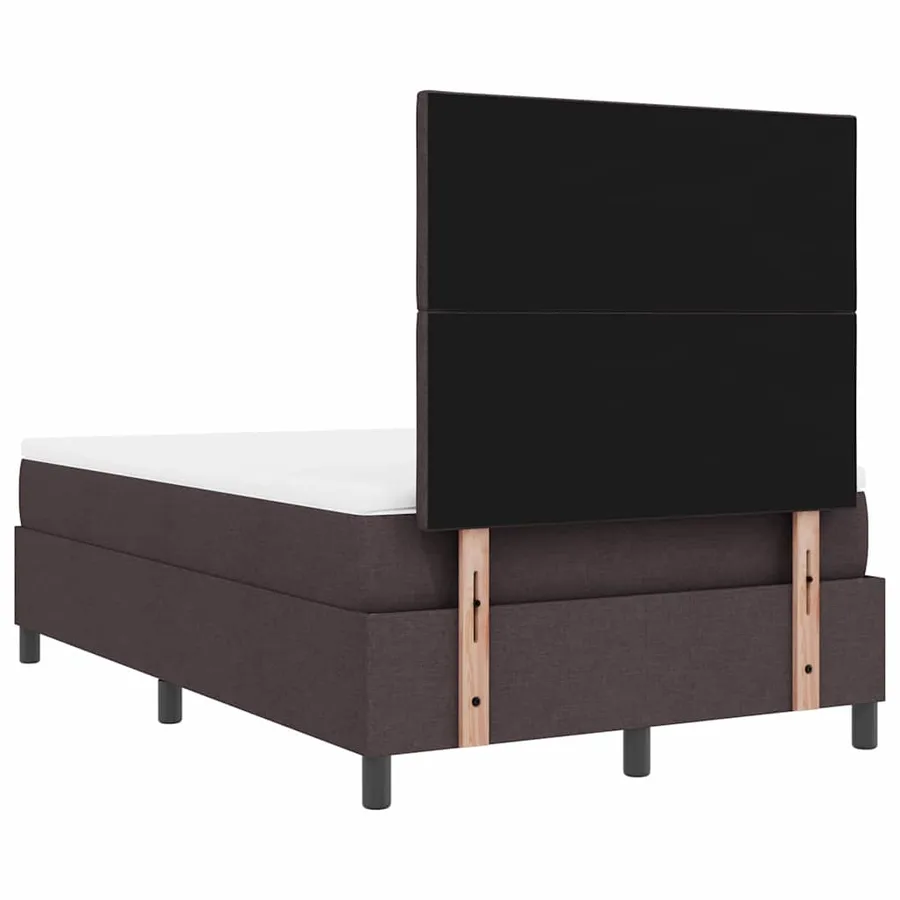 Lit à ressorts avec bandes LED Marron foncé 120 x 200 cm tissu - 10