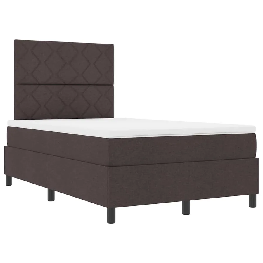 Lit à ressorts avec bandes LED Marron foncé 120 x 200 cm tissu - 6