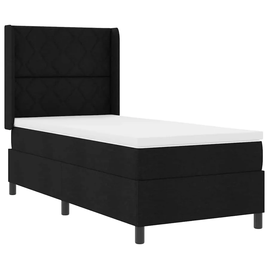 Lit à ressorts avec coussin Noir 200 x 100 cm tissu - 4