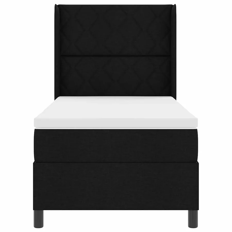 Lit à ressorts avec coussin Noir 200 x 100 cm tissu - 7