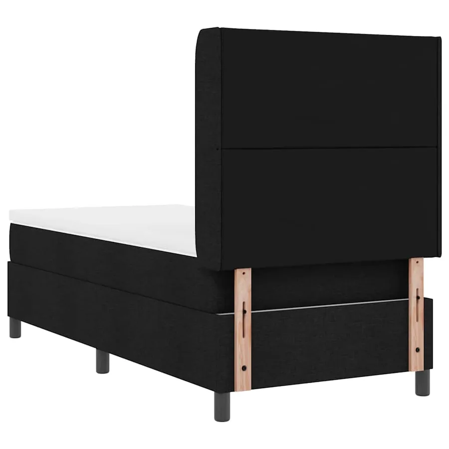 Lit à ressorts avec coussin Noir 200 x 100 cm tissu - 9