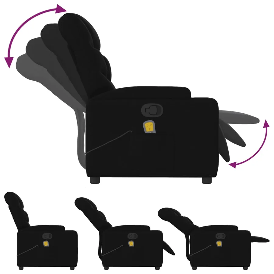 Fauteuil inclinable de massage noir tissu - 5