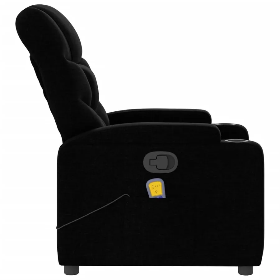 Fauteuil inclinable de massage noir tissu - 8